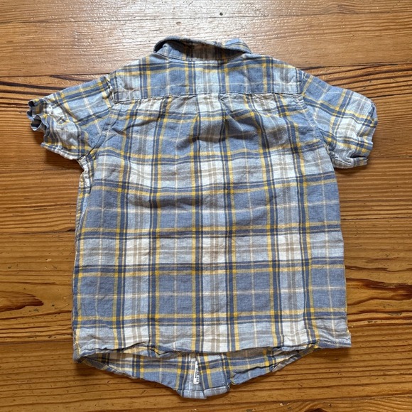 Janie and Jack Plaid Button Down Kids Blue Yellow Excellent Short Sleeve SIZE 3 - Picture 5 of 5
